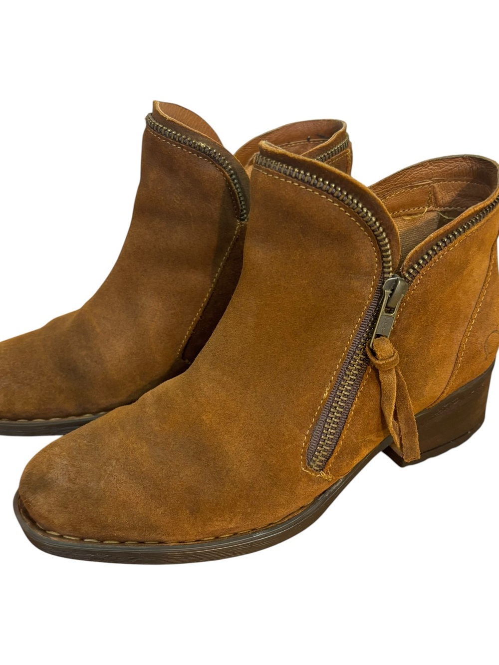 Born Montoro Distressed Ankle Bootie Brown Leather size US 6.5 M EU 37